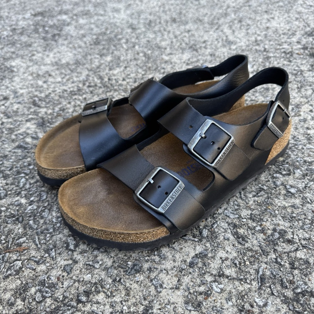 Birkenstock Milano Black Leather Backstrap Sandals EU 40 US Men 7 Women 9